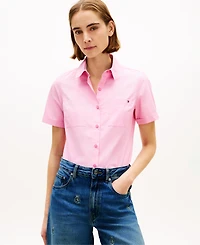 Tommy Hilfiger Women's Classic Poplin Solid Short-Sleeve Shirt