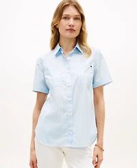 Tommy Hilfiger Women's Classic Poplin Solid Short-Sleeve Shirt