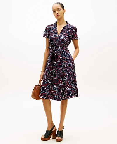 Tommy Hilfiger Women's Fluid Printed Collared Shirt Dress