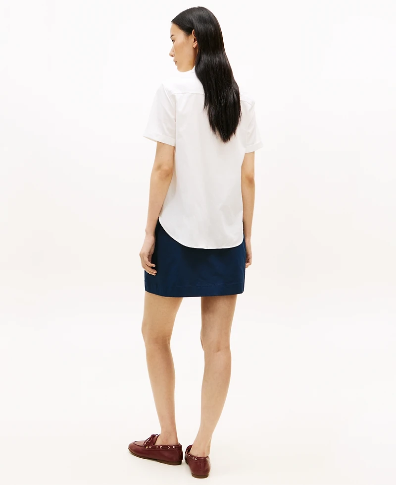 Tommy Hilfiger Women's Classic Poplin Solid Short-Sleeve Shirt