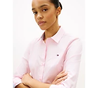 Tommy Hilfiger Women's Classic Poplin Roll-Tab Long-Sleeve Shirt