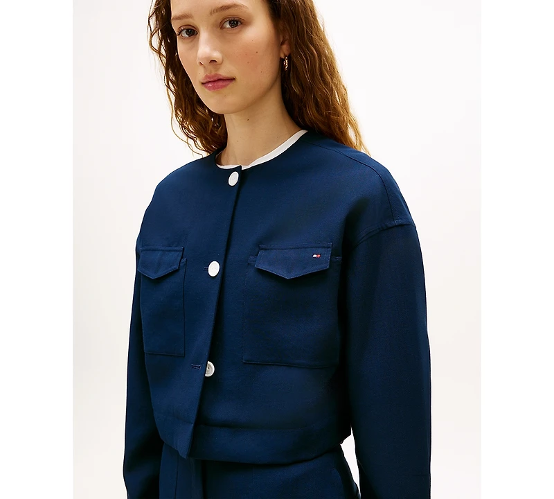 Tommy Hilfiger Women's Tailored Crew Neck Cropped Jacket