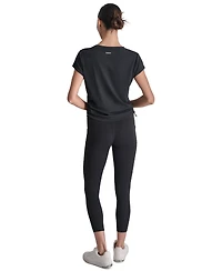 Dkny Sport Women's Ruched Side Seams V-Neck Tech T-Shirt