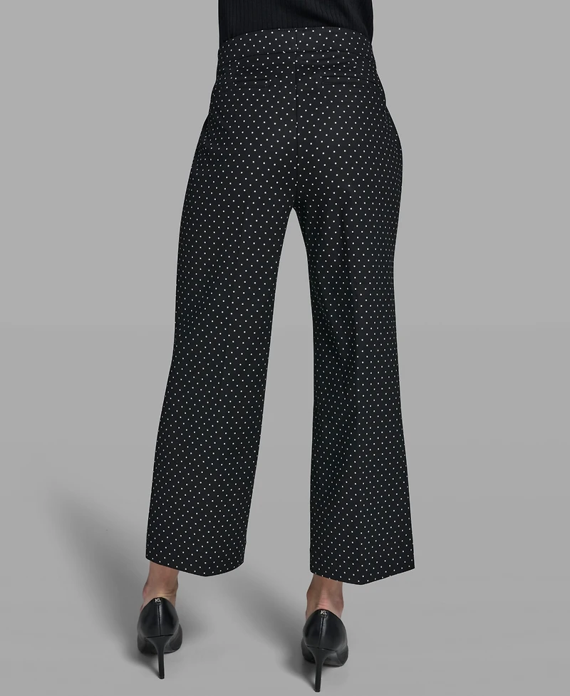 Karl Lagerfeld Paris Women's Mid Rise Polka Dot Bow Pants