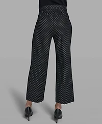 Karl Lagerfeld Paris Women's Mid Rise Polka Dot Bow Pants