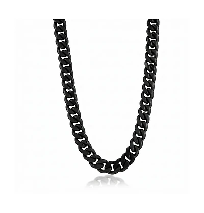 Stainless Steel, Black Plated Cuban Chain Necklace