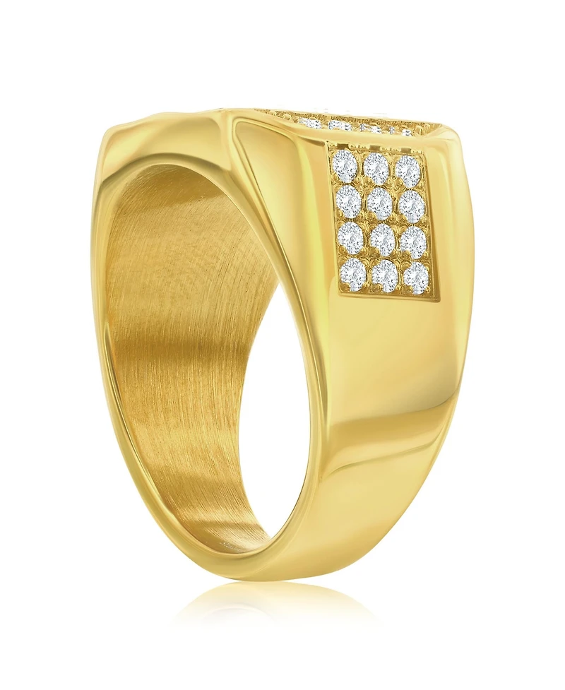 Stainless Steel, Cz Ring - Gold Plated