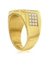 Stainless Steel, Cz Ring - Gold Plated