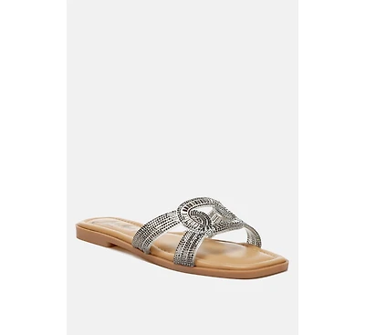 London Rag Womens Minople Rhinestones Embellished Flat