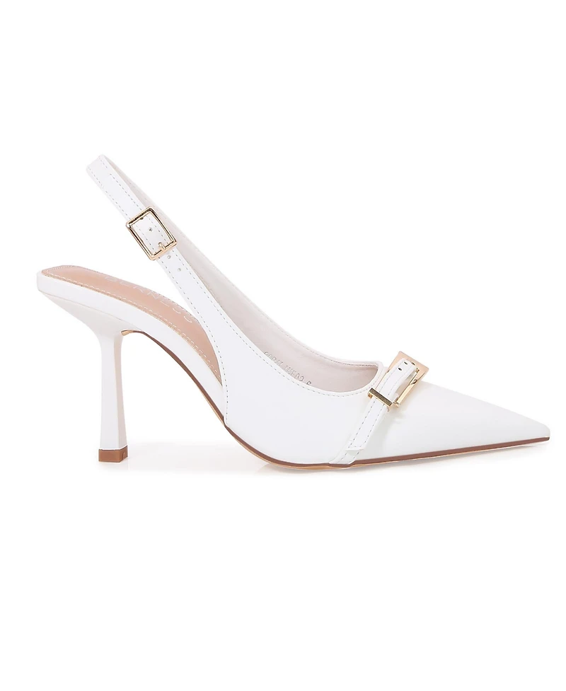 Berness Women's Coraline Slingback Heels with Ornamental Buckle