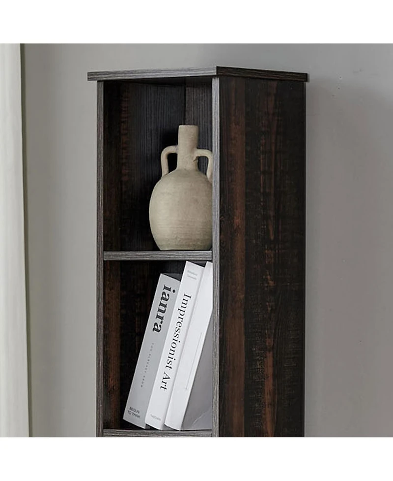 Kings Brand Furniture - Mora 6 -Tier Tall Narrow Storage Shelves Media Bookcase, Slim Freestanding Bookshelf, White