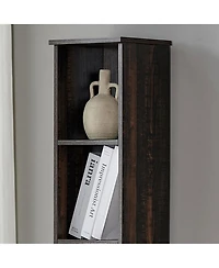 Kings Brand Furniture - Mora 6 -Tier Tall Narrow Storage Shelves Media Bookcase, Slim Freestanding Bookshelf, White