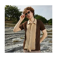 Campus Sutra Men's Block-Knit Slim-Fit Shirt