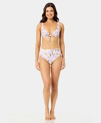 California Waves Women's Blooming Garden Tunneled High-Waist Swim Bottoms