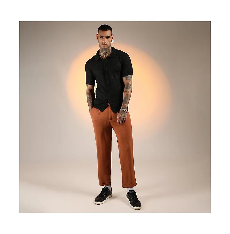 Campus Sutra Men's Tilted-Knit Shirt