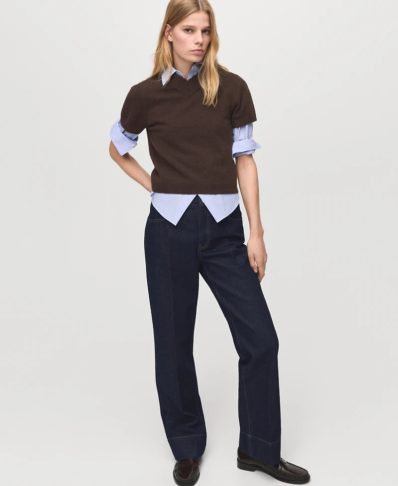 Mango Women's Seam Detail Straight-Leg Jeans