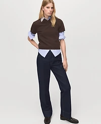 Mango Women's Seam Detail Straight-Leg Jeans