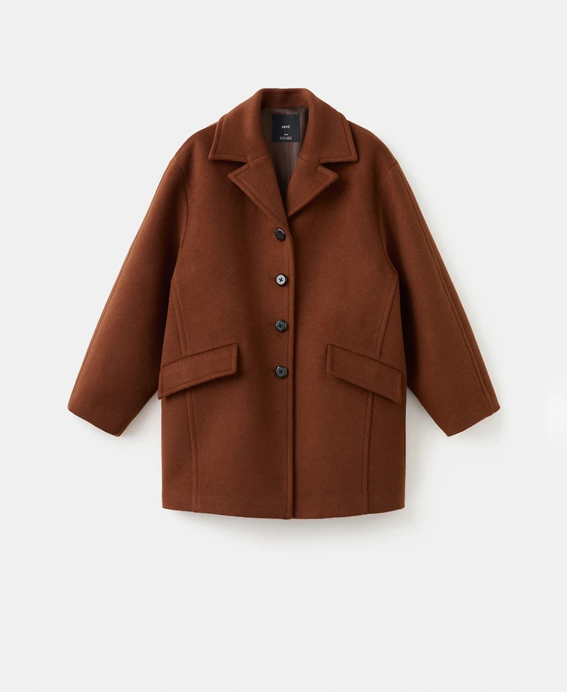 Mango Women's Buttons Wool Blend Coat