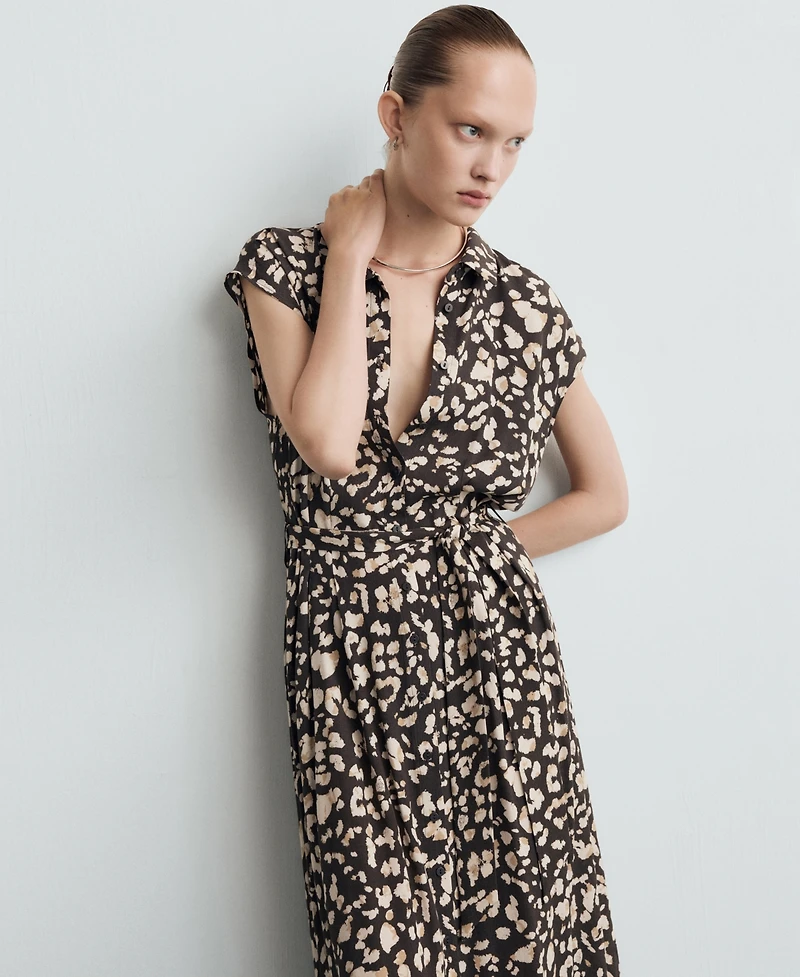 Mango Women's Belt Printed Shirt Dress