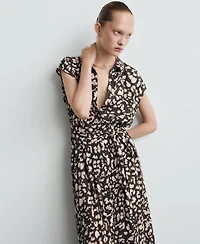 Mango Women's Belt Printed Shirt Dress