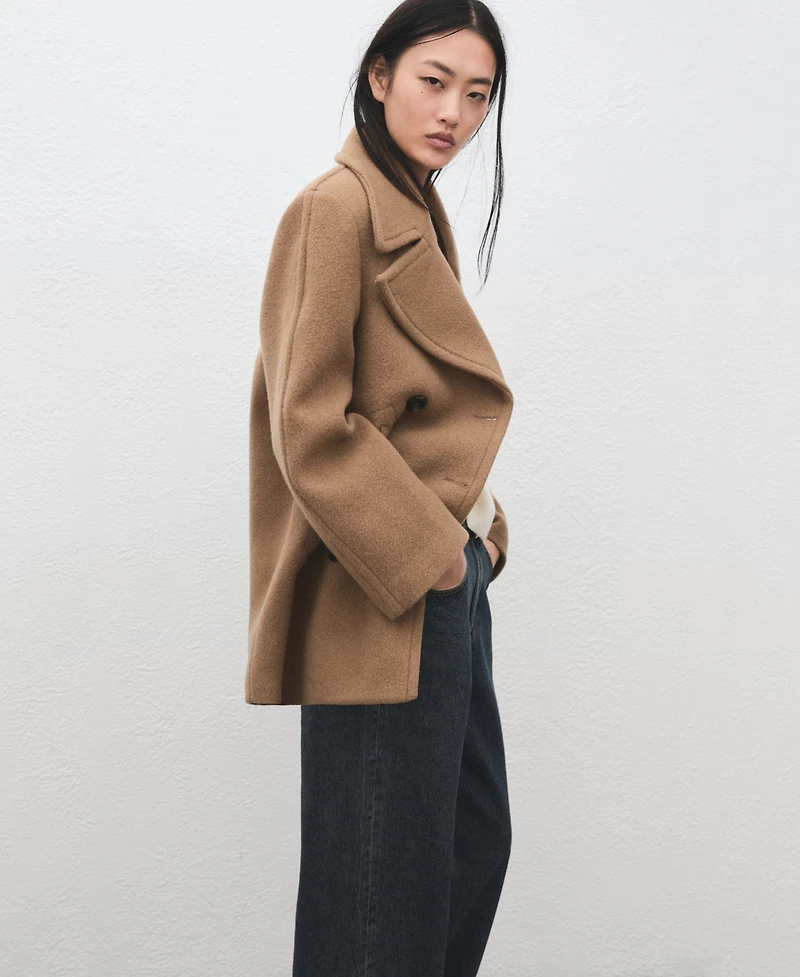 Mango Women's Double-Breasted Manteco Wool Coat