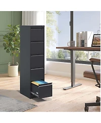 Boyel Living 5 Drawer Metal Vertical File Cabinet with Lock Office Home Steel Vertical File Cabinet for A4 Legal