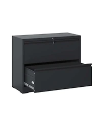 Boyel Living Lateral File Cabinet 2 Drawer, Black Filing Cabinet with Lock, Lockable File Cabinet for Home Office