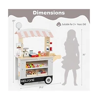 Hongge Kids Pretend Food Cart with Accessories and Storage
