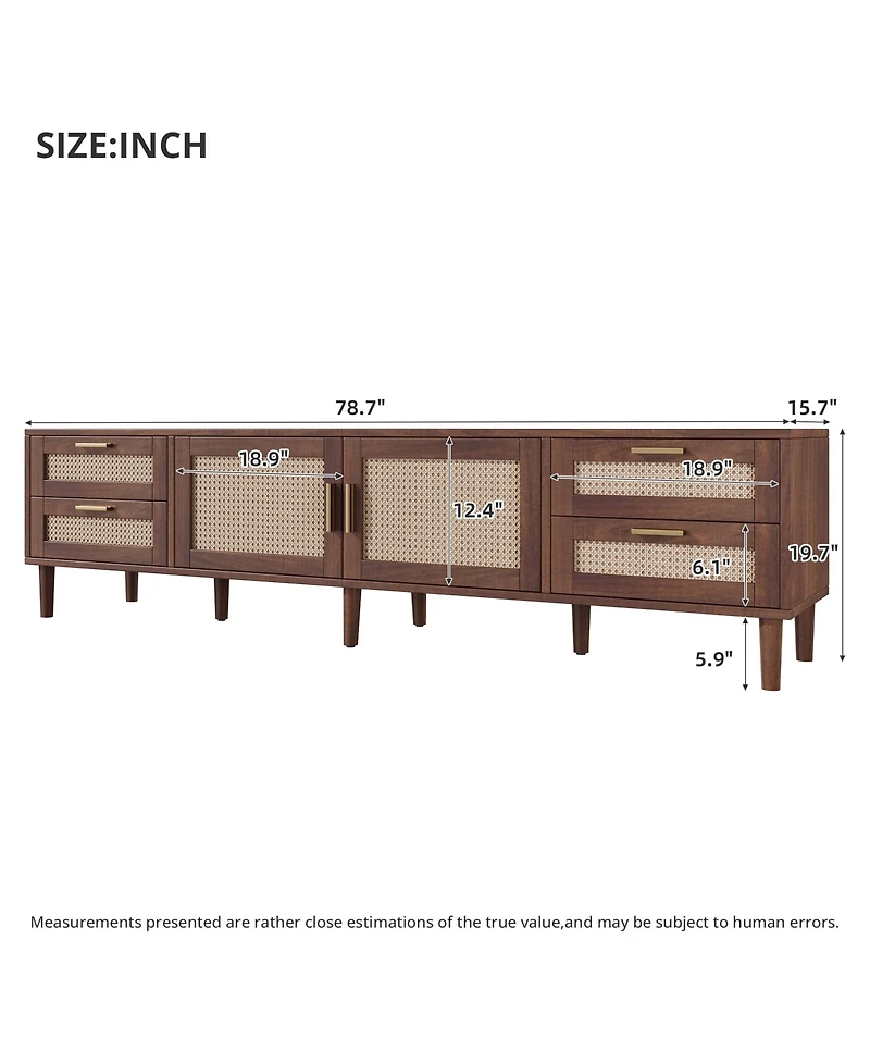 sumyeg 78" Cabinet Tv Stand with 4-Drawer and Soft-Close Hinges