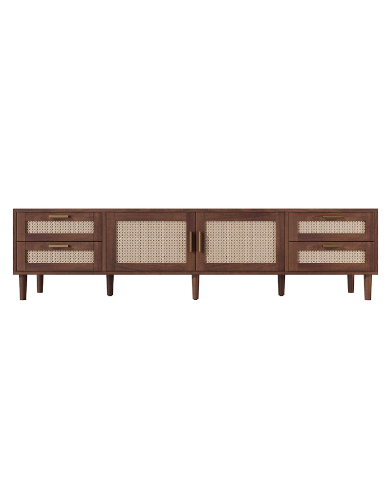 sumyeg 78" Cabinet Tv Stand with 4-Drawer and Soft-Close Hinges