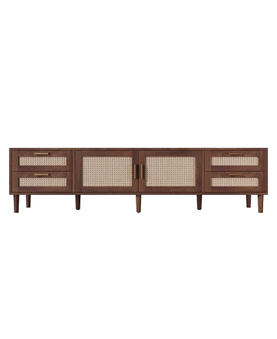 sumyeg 78" Cabinet Tv Stand with 4-Drawer and Soft-Close Hinges