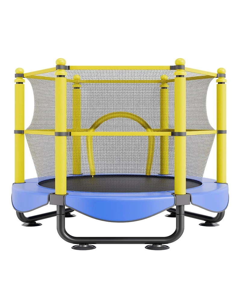 Mecale Kids Trampoline, 5 ft (60"), Indoor/Outdoor w/ Enclosure Net, Basketball Hoop & Balls, Ages 3