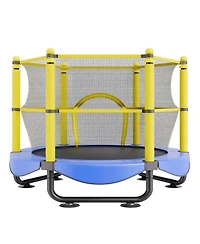 Mecale Kids Trampoline, 5 ft (60"), Indoor/Outdoor w/ Enclosure Net, Basketball Hoop & Balls, Ages 3