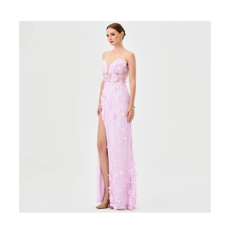 Bariano Women's Teri 3D Floral Gown