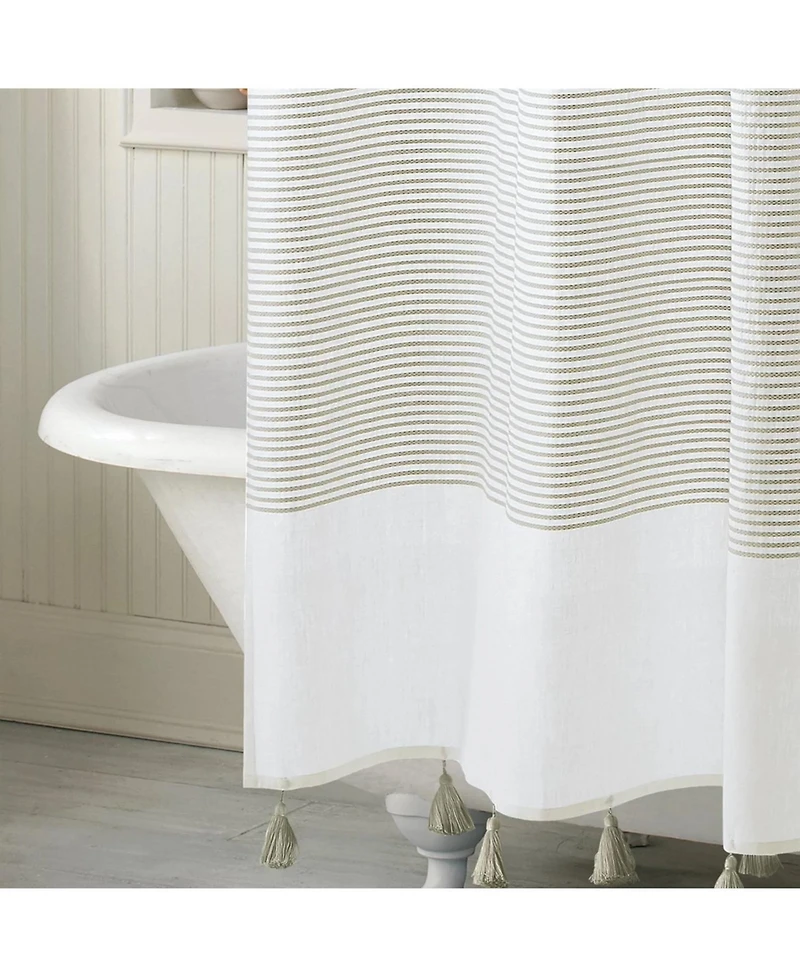 Slickblue 72-inch Taupe Tan and White Stripes Cotton Shower Curtain