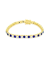 Etoielle Create Blue Sapphire and Cz Vermeil Tennis Bracelet 7 inches 4 Prong
