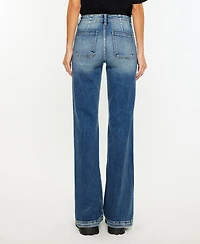 Kancan Women's High Rise Wide Flare Jeans