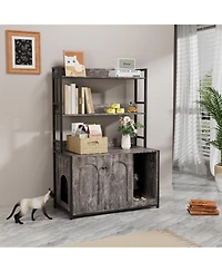 Aostirmotor Cat Litter Box Enclosure with Scratch Pad,2 Doors