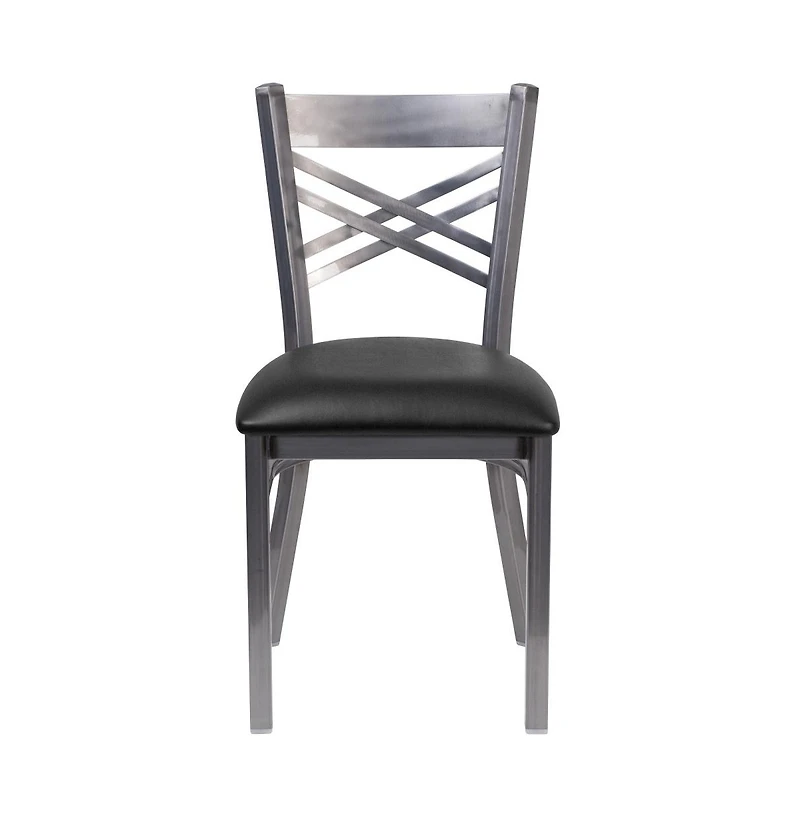 Emma+Oliver Clear Coated "X" Back Metal Restaurant Dining Chair