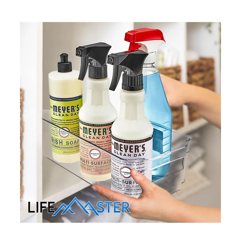 Lifemaster Multi-purpose Refrigerator Bins - 14 pieces Usable and Stackable Design Fridge Bin Organizer with Easy Grip Handles