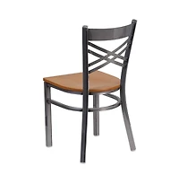 Emma+Oliver Clear Coated "X" Back Metal Restaurant Dining Chair