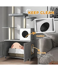 Aostirmotor Cat Tree with Litter Box Enclosure