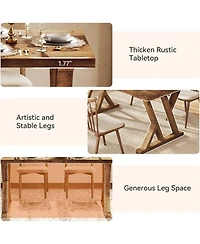 Tribesigns 63" Solid Wood Farmhouse Dining Table for 4–6, Brown