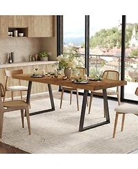 Tribesigns 63" Industrial Dining Table for 4–6 with Solid Wood & Metal Legs