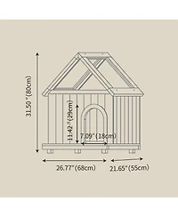 Aostirmotor Cat House with Floral Carving for Cats & Small Dogs in Natural