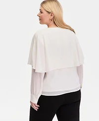 I.n.c. International Concepts Plus Long-Sleeve Cape-Shoulder Blouse, Macy's Exclusive