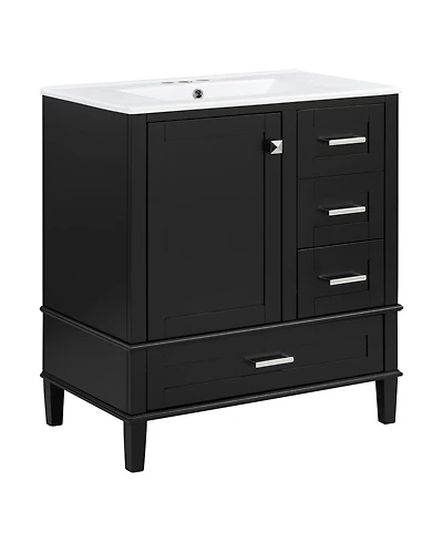 Cesicia 30 in. Wood Bathroom Vanity, Modern Cabinet with Sink Combo Set, Soft-Closing Door and 3 Drawers
