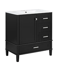 Cesicia 30 in. Wood Bathroom Vanity, Modern Cabinet with Sink Combo Set, Soft-Closing Door and 3 Drawers