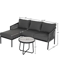 Boyel Living Outdoor Furniture 3-Piece Set - Hand Woven All-Weather Wicker Conversation Set with Olefin Cushions and Coffee Table