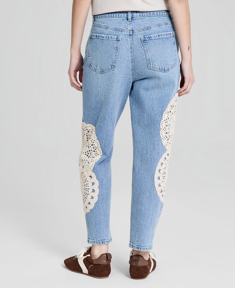 And Now This Women's High-Rise Crochet-Trim Ankle Jeans, Macy's Exclusive
